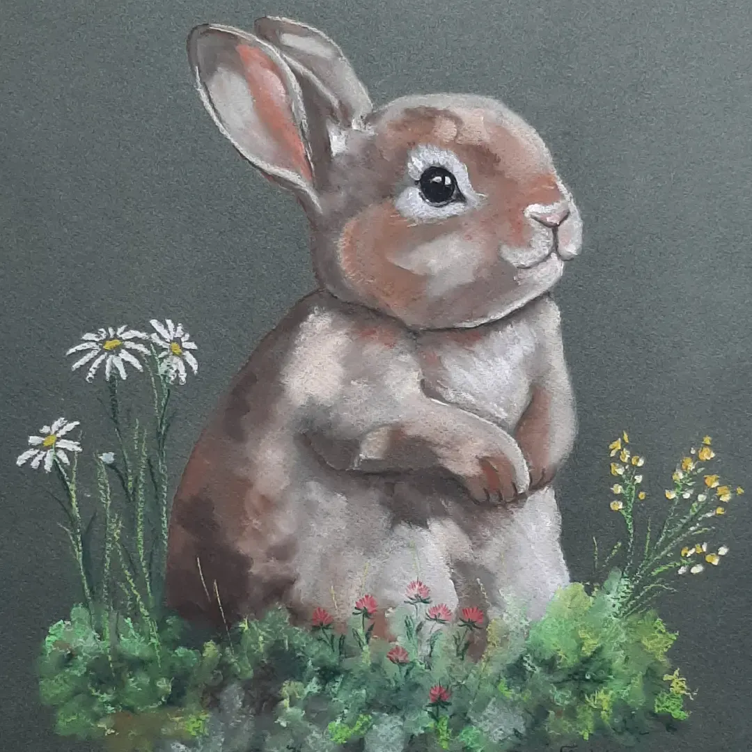 Lapin aux fleurs des champs